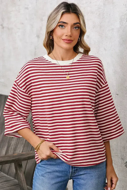 Black Stripe Bowknot Backless T-Shirt
