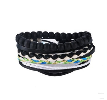 Vintage Punk Leather Wrap Bracelet - Multilayer Beaded Bracelet for Men & Women