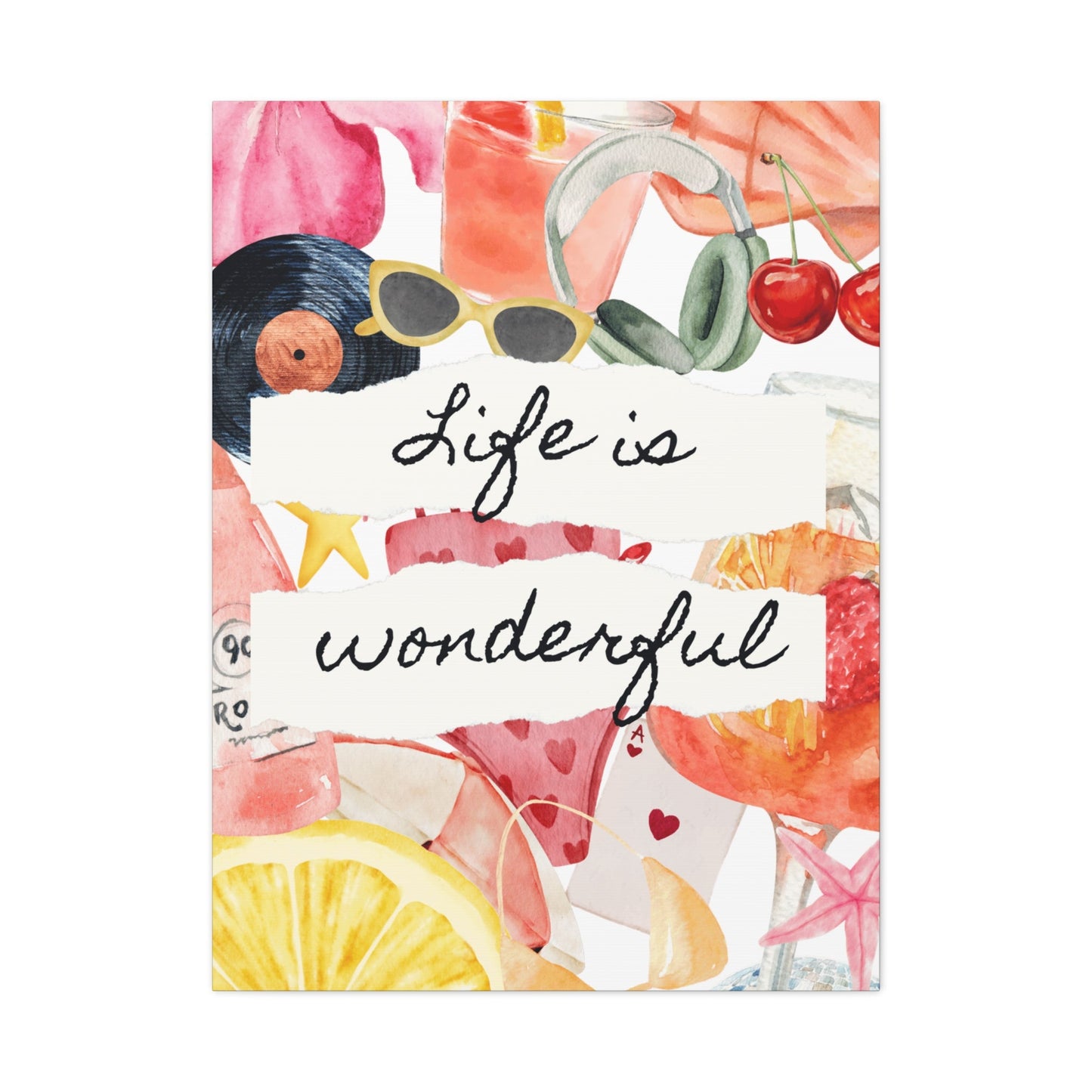Life is Wonderful Canvas Wall Art, Colorful Decor, Inspirational Gift, Home Display, Summery Wall Art, Motivational Print