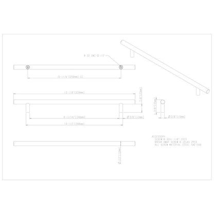 96 mm Center-to-Center Hollow Matte Black Stainless Steel Naples Cabinet Bar Pull