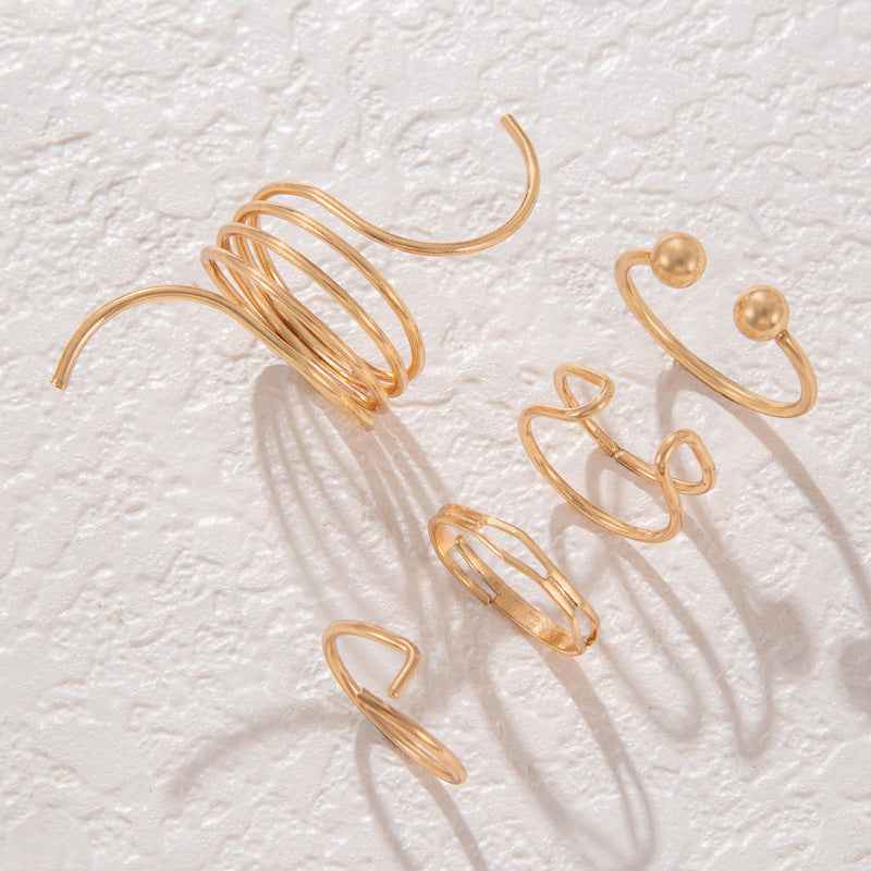 European American Ins Cool Style Open Ring - Retro Trendy Wave Design