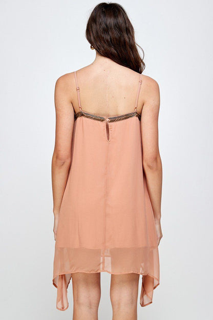 Flowy Sleeveless Mini Dress with Metallic Accents | Apparel | Kitchen + Metal