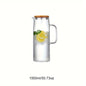 1pc Leak-Proof Glass Pitcher with Bamboo Lid, 1000ml/1500ml - Ideal