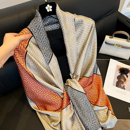 Elegant Silk Scarf for Women - Long Sun Protection Accessory for Spring and Summer