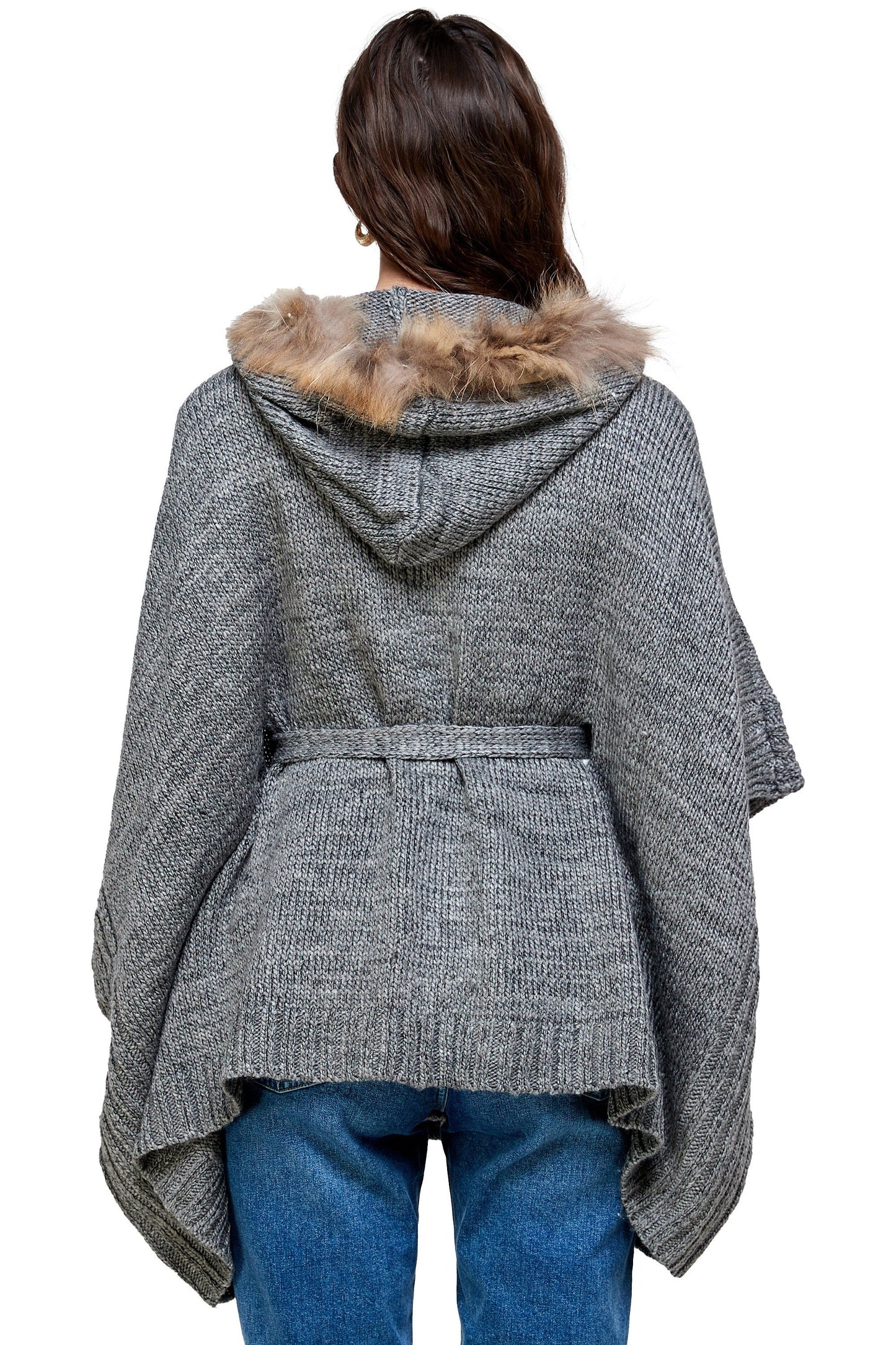 Knitted Cape with Faux Fur Collar | Apparel | Kitchen + Metal