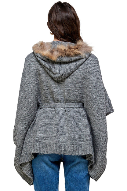 Knitted Cape with Faux Fur Collar | Apparel | Kitchen + Metal