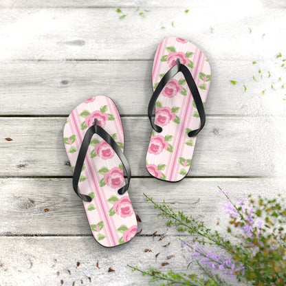 Customizable: Floral Flip Flops, Cute Summer Sandals, Beach Footwear, Vacation Essentials, Flower Printed Rubber Flip Flops