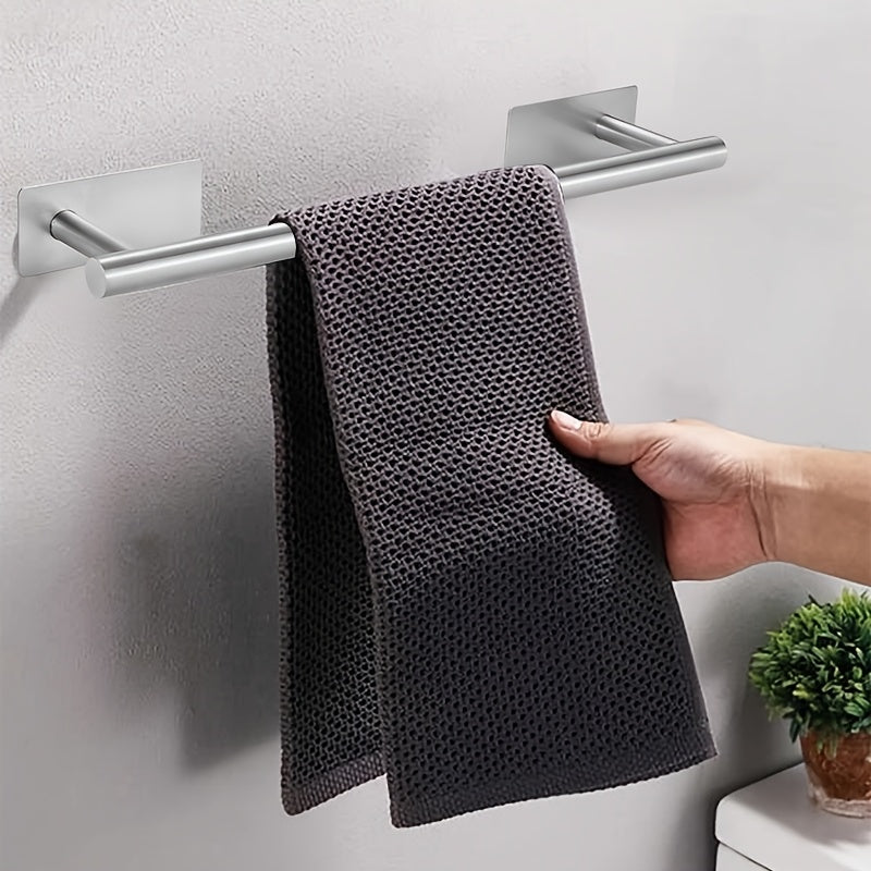 SpaceSaving Stainless Steel Towel Rack  Hook Set