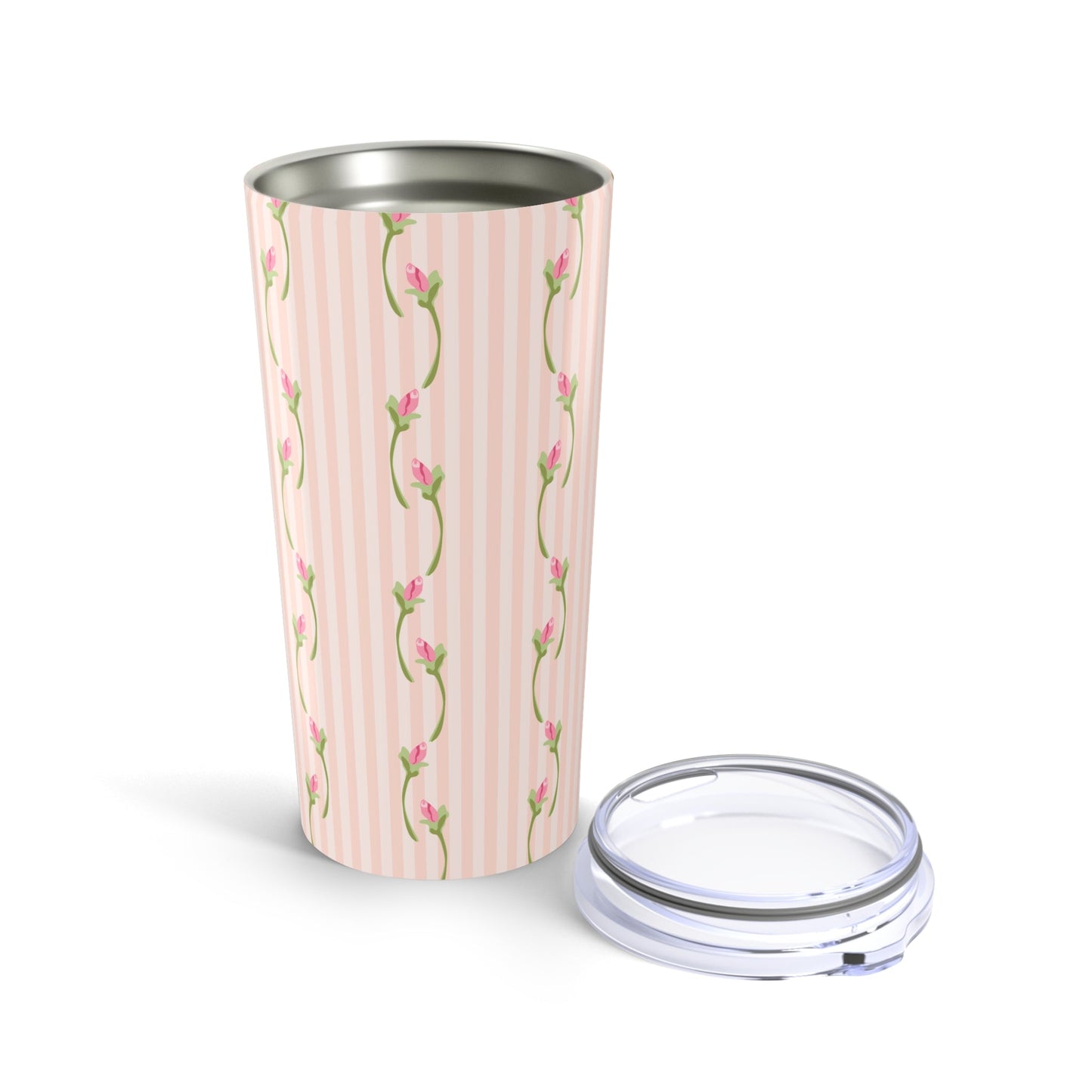 Customizable: Floral Striped Tumbler | 20oz Travel Mug | Perfect Gift for Mother's Day, Weddings, Tea Lovers, Spring Decor