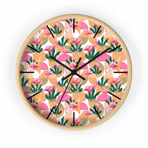 2882Time™ Retro Pink Flamingo Geometric Clock