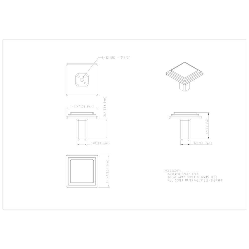 Square Calloway Cabinet Knob