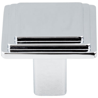 1-1/8" Overall Length Polished Chrome Square Calloway Cabinet Knob