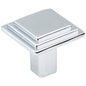 1-1/8" Overall Length Polished Chrome Square Calloway Cabinet Knob