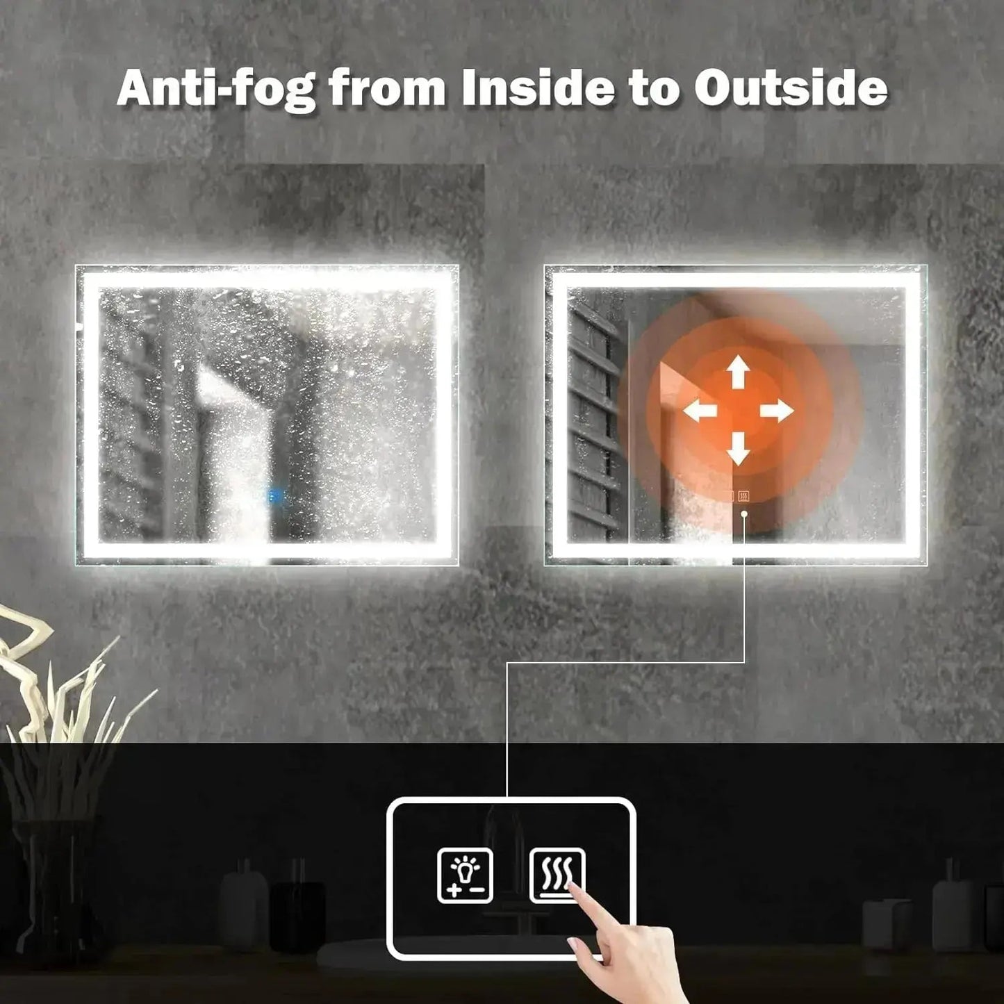 36 x 28 Inch Center Glow LED Bathroom Mirror