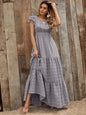 Printed V-Neck Maxi Dress with Ruffle Sleeves