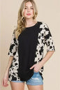 Animal Contrast Ribbed Tee - Edgy Women's Top | Femstylo
