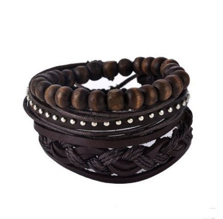 Vintage Punk Leather Wrap Bracelet - Multilayer Beaded Bracelet for Men & Women