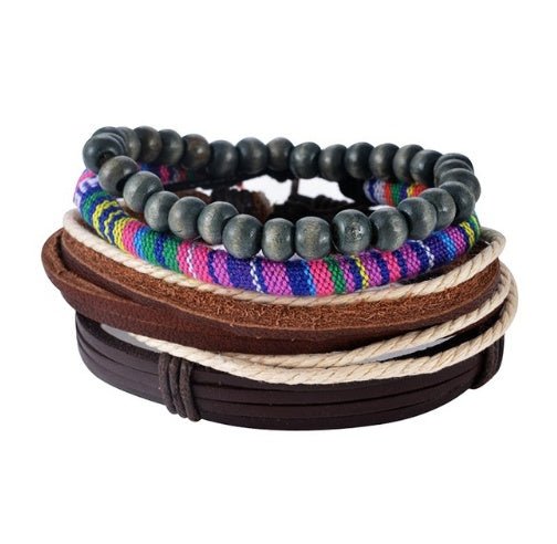 Vintage Punk Leather Wrap Bracelet - Multilayer Beaded Bracelet for Men & Women
