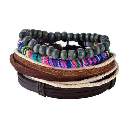 Vintage Punk Leather Wrap Bracelet - Multilayer Beaded Bracelet for Men & Women