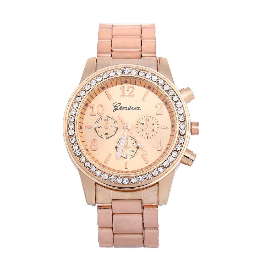 Geneva Men's Diamond-Acc Quartz Watch - Three-Eye Alloy Design