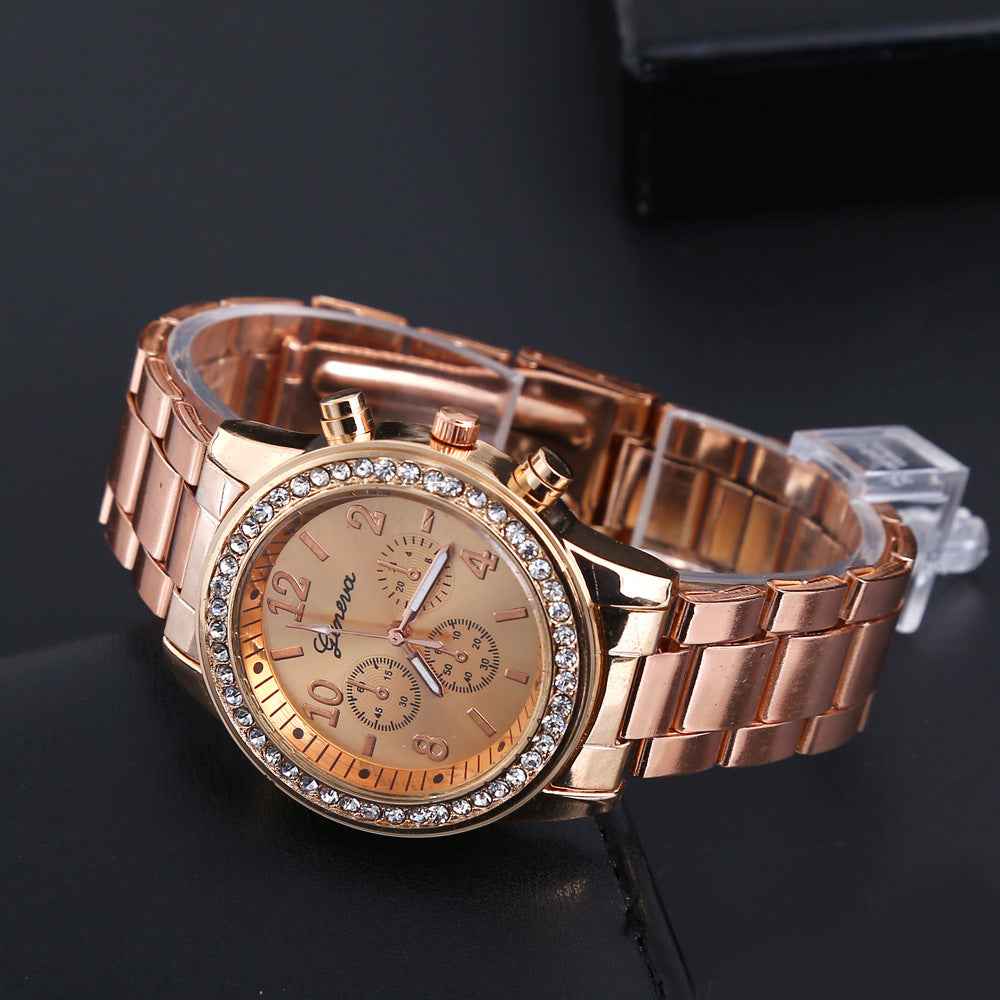 Geneva Men's Diamond-Acc Quartz Watch - Three-Eye Alloy Design