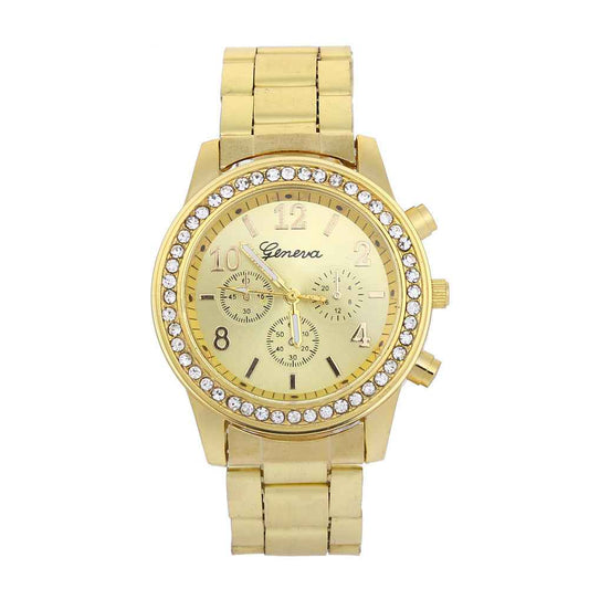 Geneva Men's Diamond-Acc Quartz Watch - Three-Eye Alloy Design