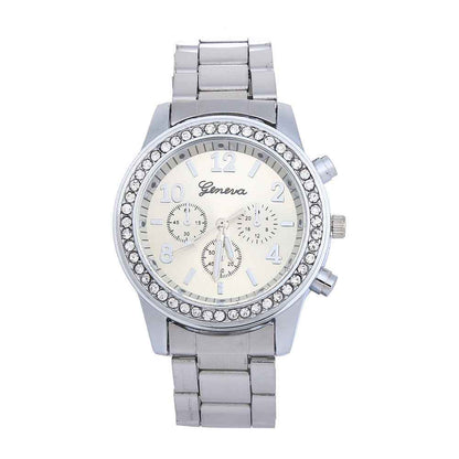 Geneva Men's Diamond-Acc Quartz Watch - Three-Eye Alloy Design