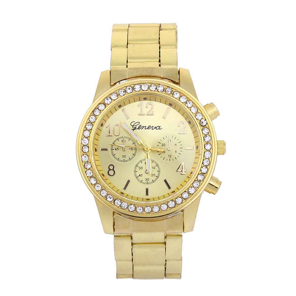 Geneva Men's Diamond-Acc Quartz Watch - Three-Eye Alloy Design