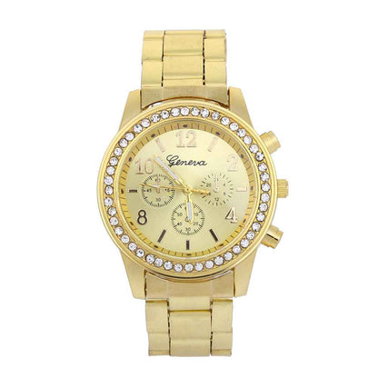 Geneva Men's Diamond-Acc Quartz Watch - Three-Eye Alloy Design