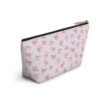Customizable: Floral Accessory Pouch, Makeup Bag, Travel Case, Pink Flower Pouch, Gift for Her, Cosmetic Clutch, Everyday Organizer