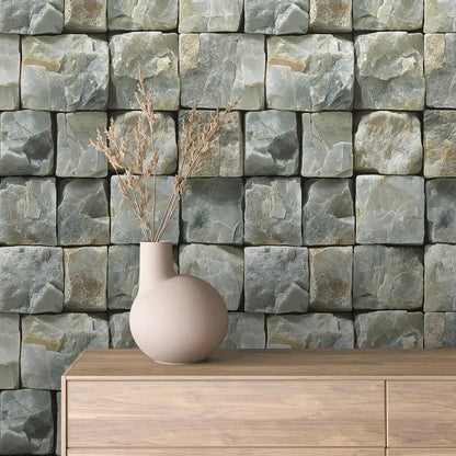 Chiseled Quartzite Grid Wallpaper