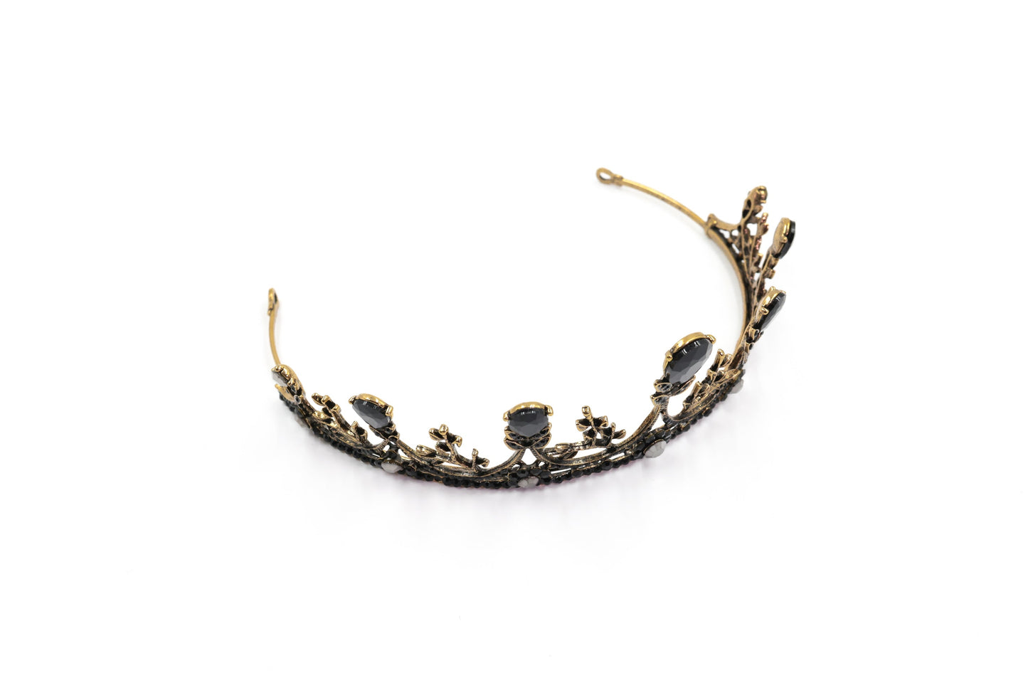Midnight Blossom Tiara Crown in Gold with Black Gems | Royalty Crown | Gift Shop & Gift Wrapping | Kitchen + Metal