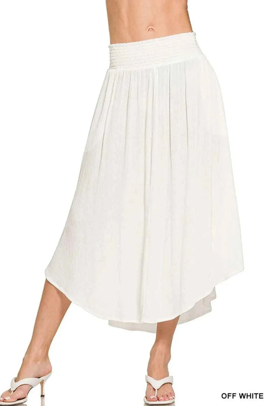 Zenana Crinkle Maxi Skirt with Pockets - Woven Crinkle Smocked Waist Design