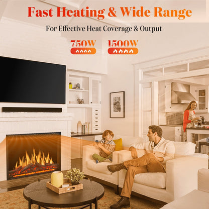 37 Inch Electric Fireplace Insert Adjuatble Flame Colors 939BXB