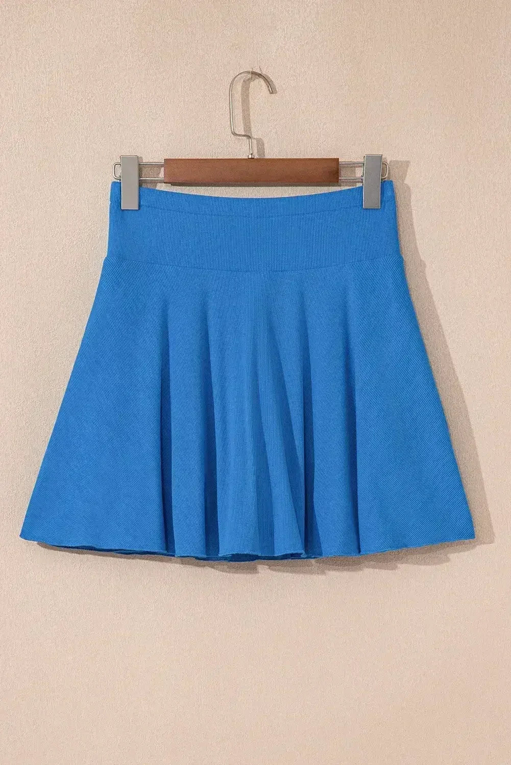 Blue A-line Draped High Waist Pocketed Lined Skort