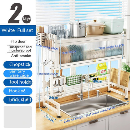 Kitchen Sink Storage Stand Surface Washed Bowl And Chopstick Rack | Kitchen + Metal