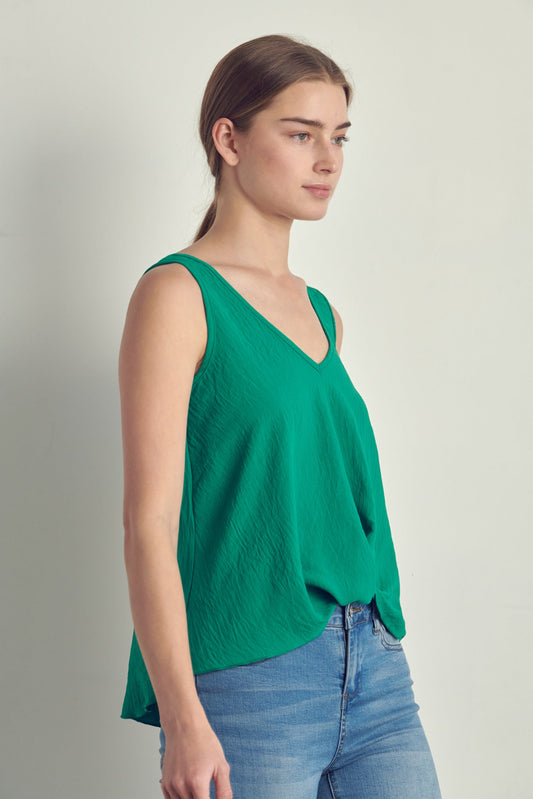 V-neck Sleeveless Knotted Front Hi-Low Top | Kitchen + Metal