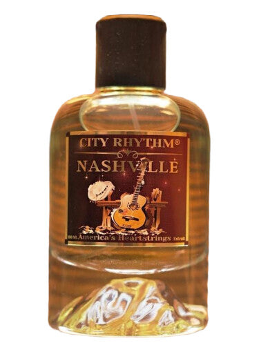 Bottle of City Rhythm Nashville with guitar and hat design on label