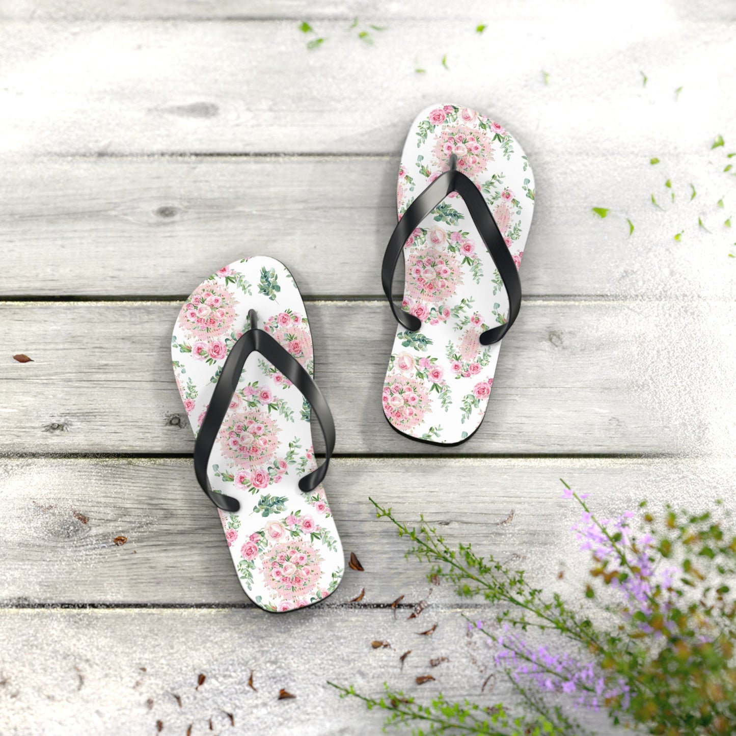 Customizable: Floral Aesthetic Flip Flops, Trendy Beachwear, Vacation Vibes, Dorm Shoes, Shower Shoes