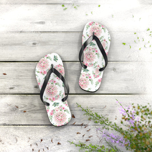 Customizable: Floral Aesthetic Flip Flops, Trendy Beachwear, Vacation Vibes, Dorm Shoes, Shower Shoes