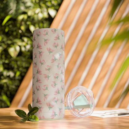 Customizable: Floral Pattern Tumbler, Personalized Gift for Coffee Lovers, Travel Mug for Women, Insulated Drinkware, Trendy Water Bottle