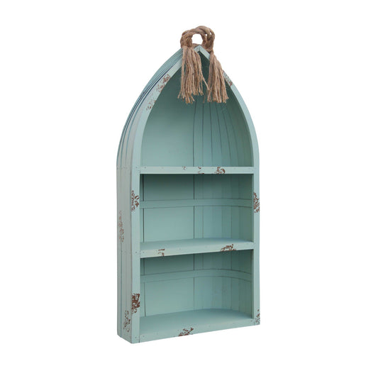 Distressed Blue Canoe Hanging Shelf | Kitchen [Wood] | Kitchen + Metal