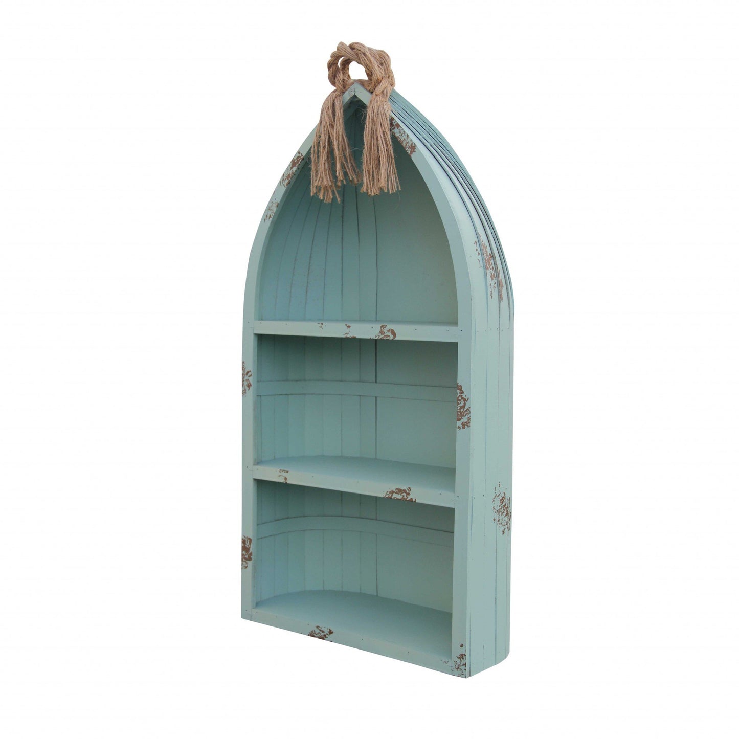 Distressed Blue Canoe Hanging Shelf | Kitchen [Wood] | Kitchen + Metal