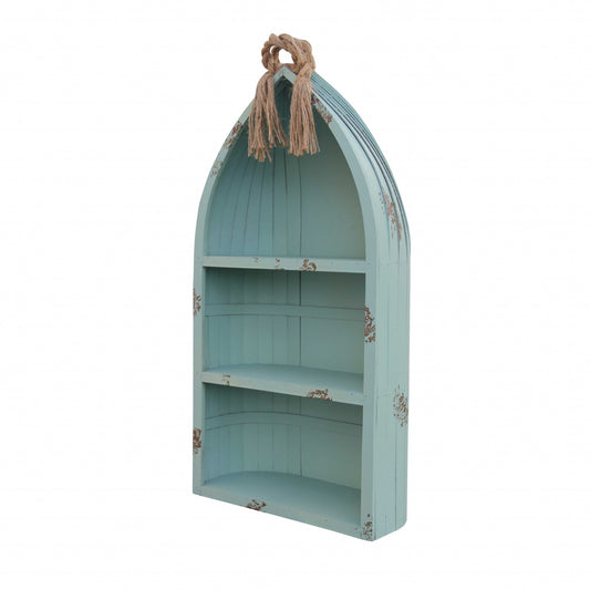 Distressed Blue Canoe Hanging Shelf | Kitchen [Wood] | Kitchen + Metal