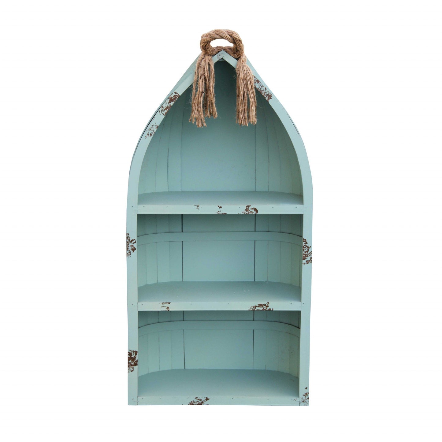 Distressed Blue Canoe Hanging Shelf | Kitchen [Wood] | Kitchen + Metal