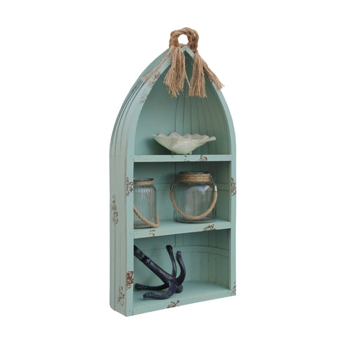 Distressed Blue Canoe Hanging Shelf | Kitchen [Wood] | Kitchen + Metal