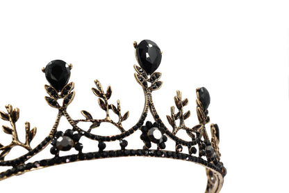 Midnight Blossom Tiara Crown in Gold with Black Gems | Royalty Crown | Gift Shop & Gift Wrapping | Kitchen + Metal