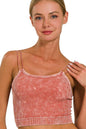 Zenana Washed Ribbed Seamless Double Strap Brami