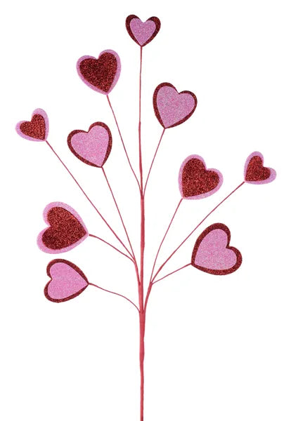28.75"L GLITTER/EVA HEART SPRAY RED/PINK