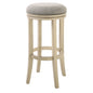 30" Gray and Ivory Fabric and Solid Wood Backless Bar Height Swivel Bar Chair